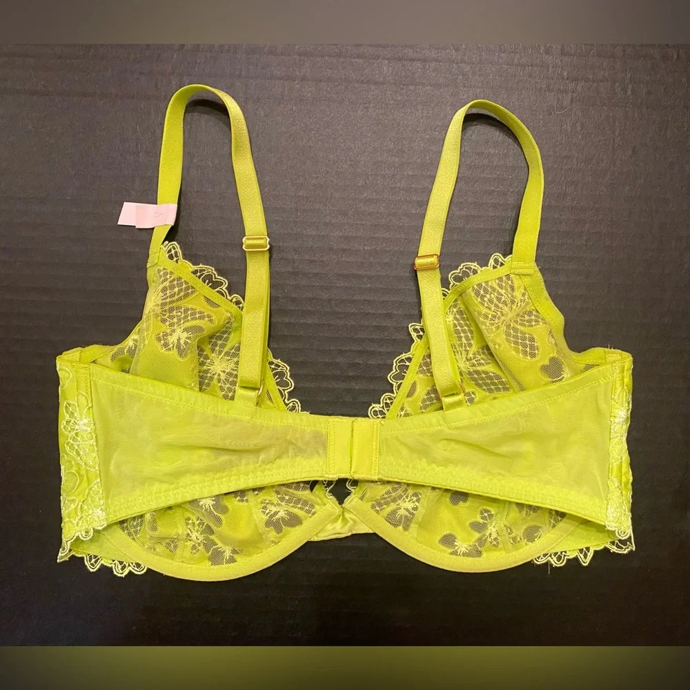 VICTORIA'S SECRET Ziggy Glam Lace Floral Embroidery Unlined‎ Demi Bra Size 38DD - Picture 7 of 10